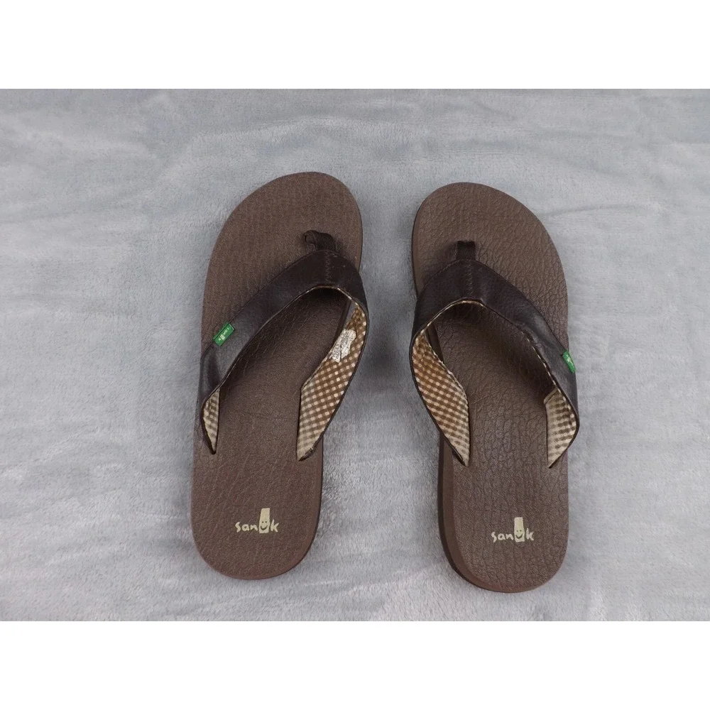 Sanuk Flip Flops Men's Size 7 Brown Sandals‎ Casual Beach